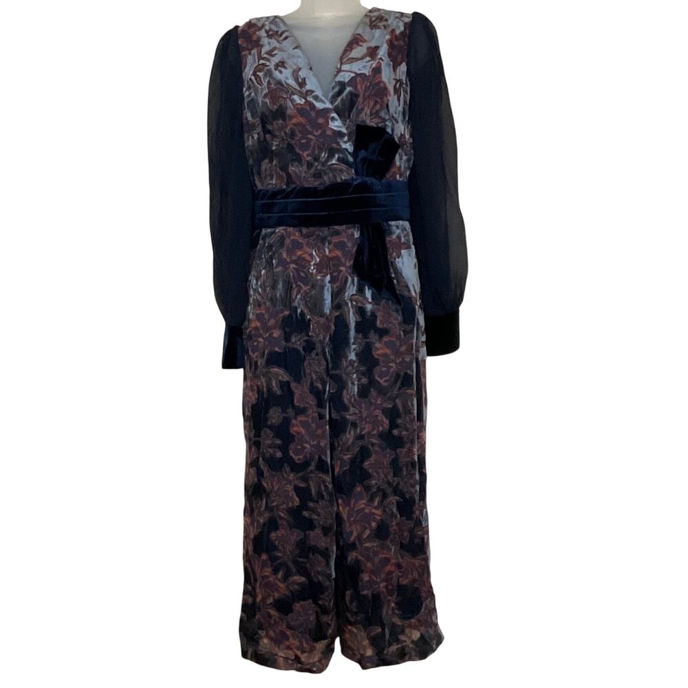 Adelyn Rae Women's Crushed Velvet Jumpsuit Navy Size XS